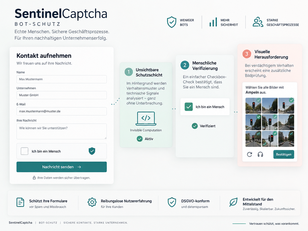 SentinelCaptcha – Formularschutz & Bot-Abwehr